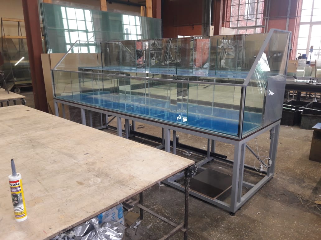 Аквариум и витрины для моллюсков и системы передержки узв для морепродуктов