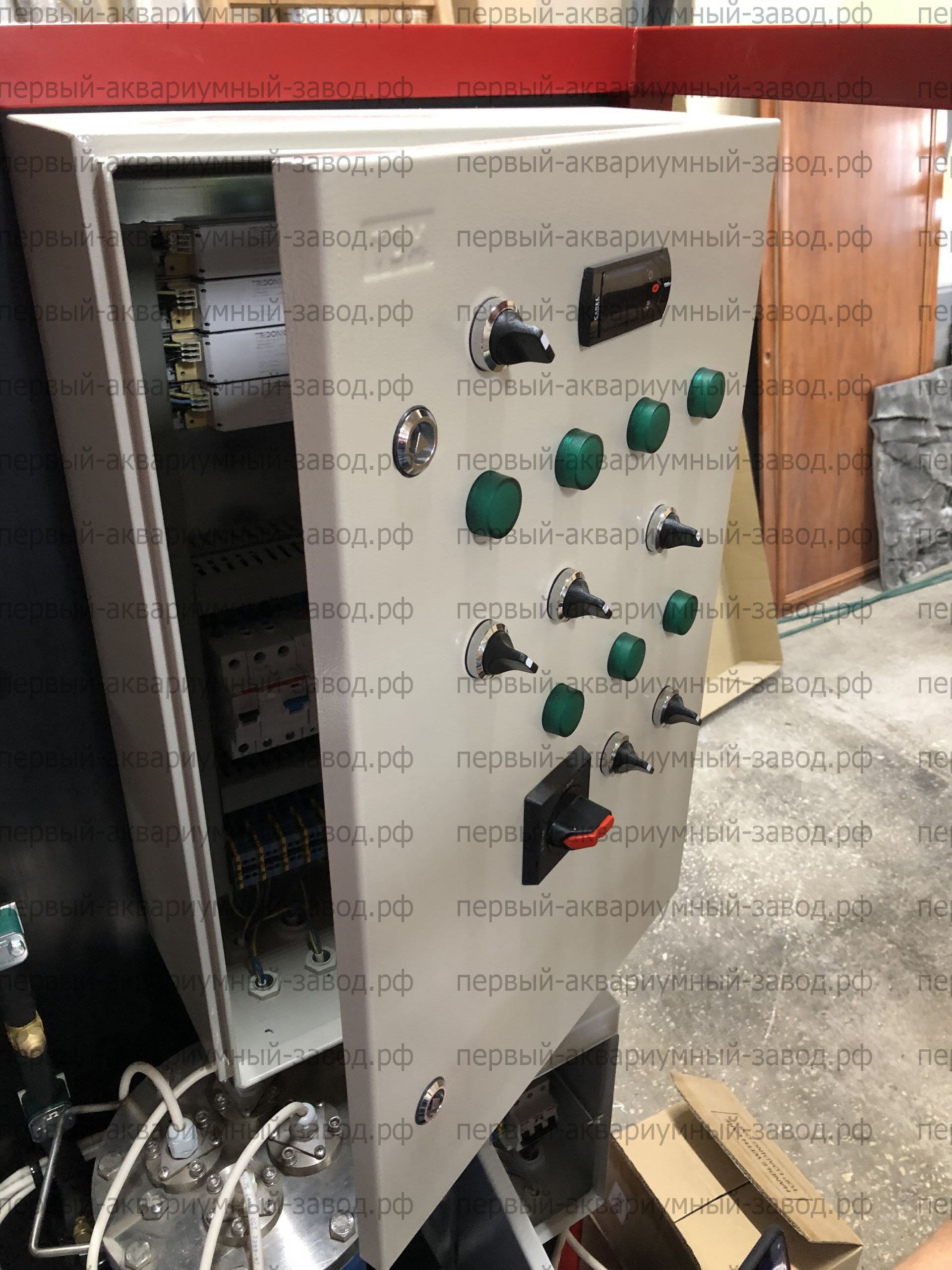 Аквариум и витрины для моллюсков и системы передержки узв для морепродуктов