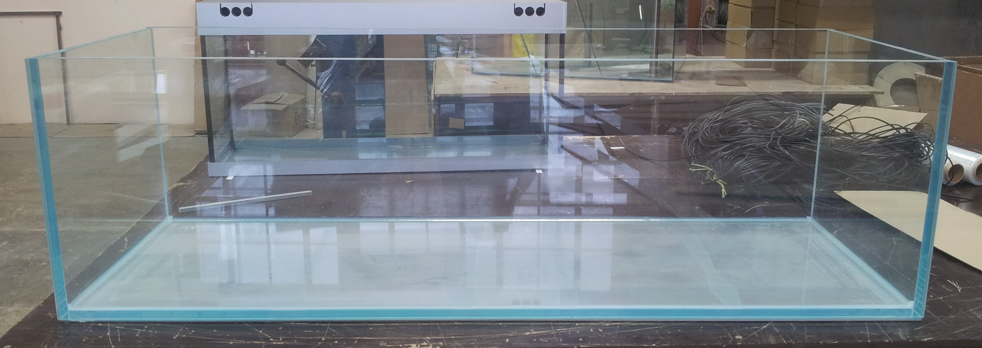 Аквариум из #15мм стекла прямоугольный 1500*550*h=450 мм. + пластиковая подложка + декоративный донный шов .Производство "АРГ"